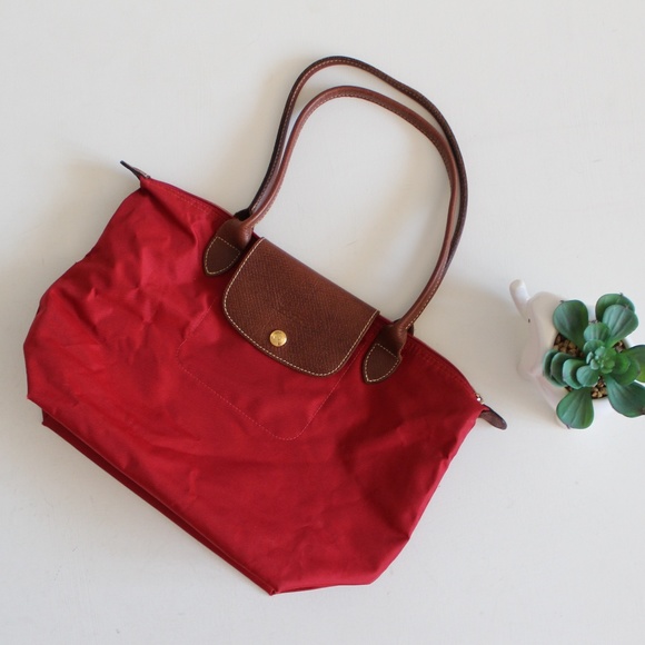 Longchamp Handbags - Longchamp Le Pliage Red Nylon Tote
